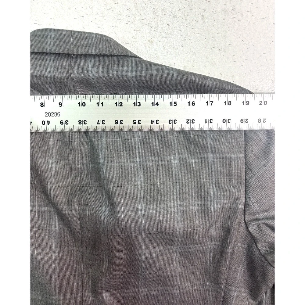 Calvin Klein 44R Gray‎ Plaid All Season Blazer Jacket Sport Suit Coat Slim Fit